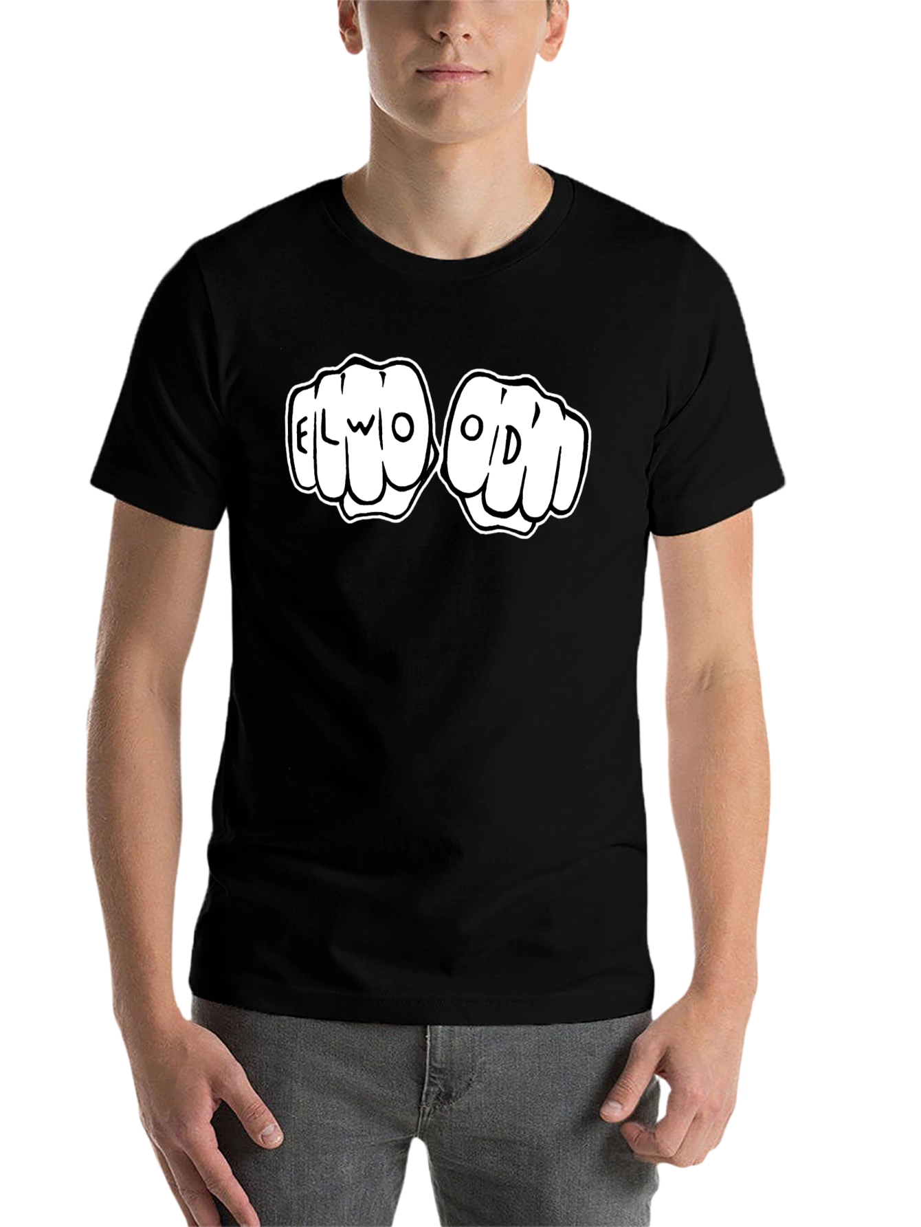 Elwood Fist Bump Graphic Tee - Black Cotton T-Shirt