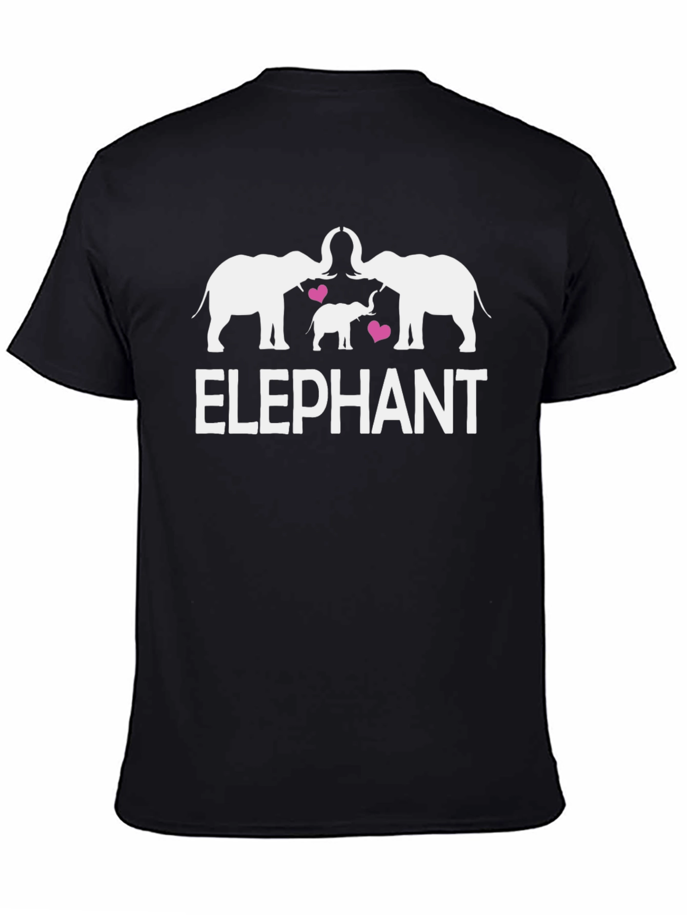 Elephant Family Graphic Print Black T-Shirt