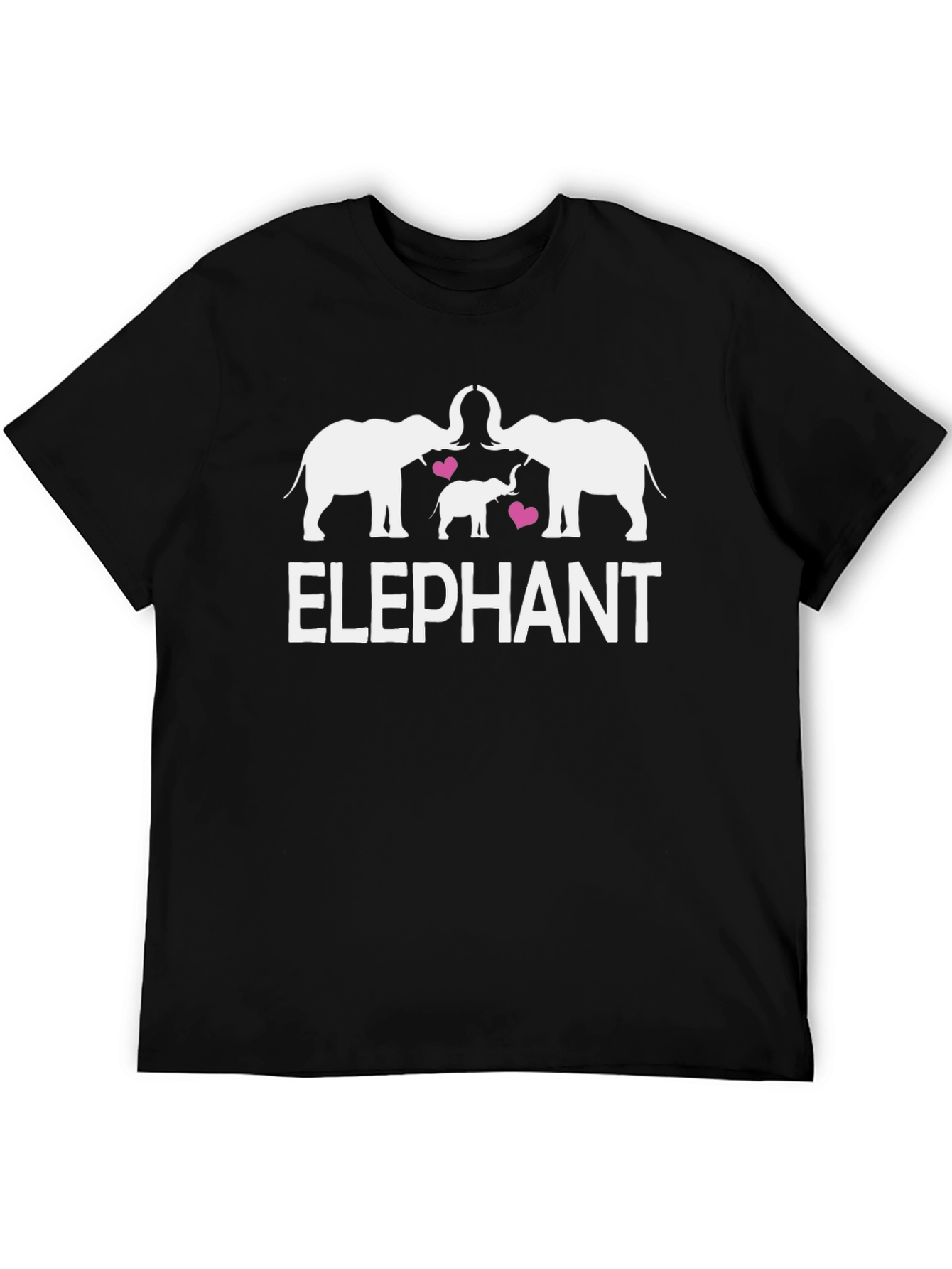 Elephant Family Graphic Print Black T-Shirt