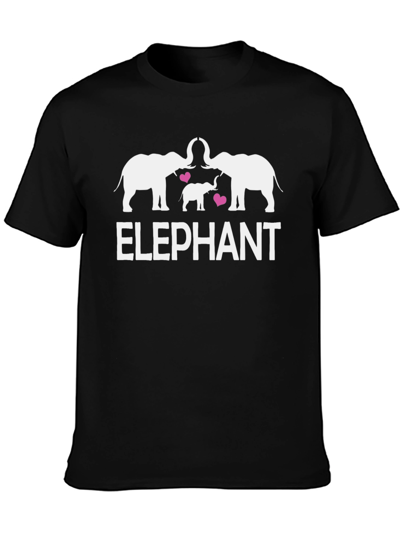 Elephant Family Graphic Print Black T-Shirt