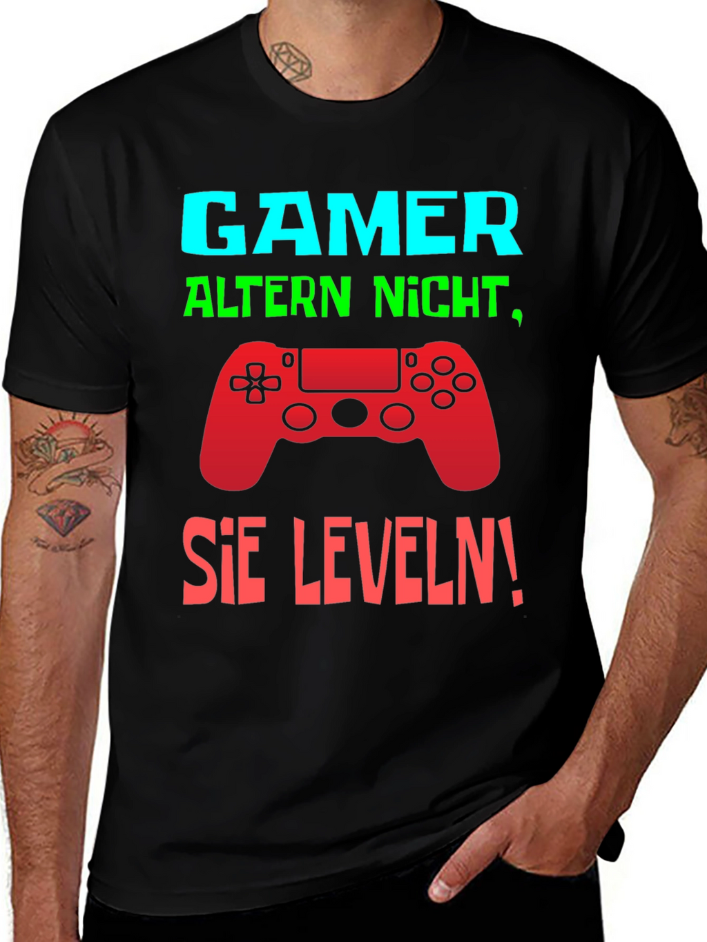 Gamer Level Up Graphic Tee - Black