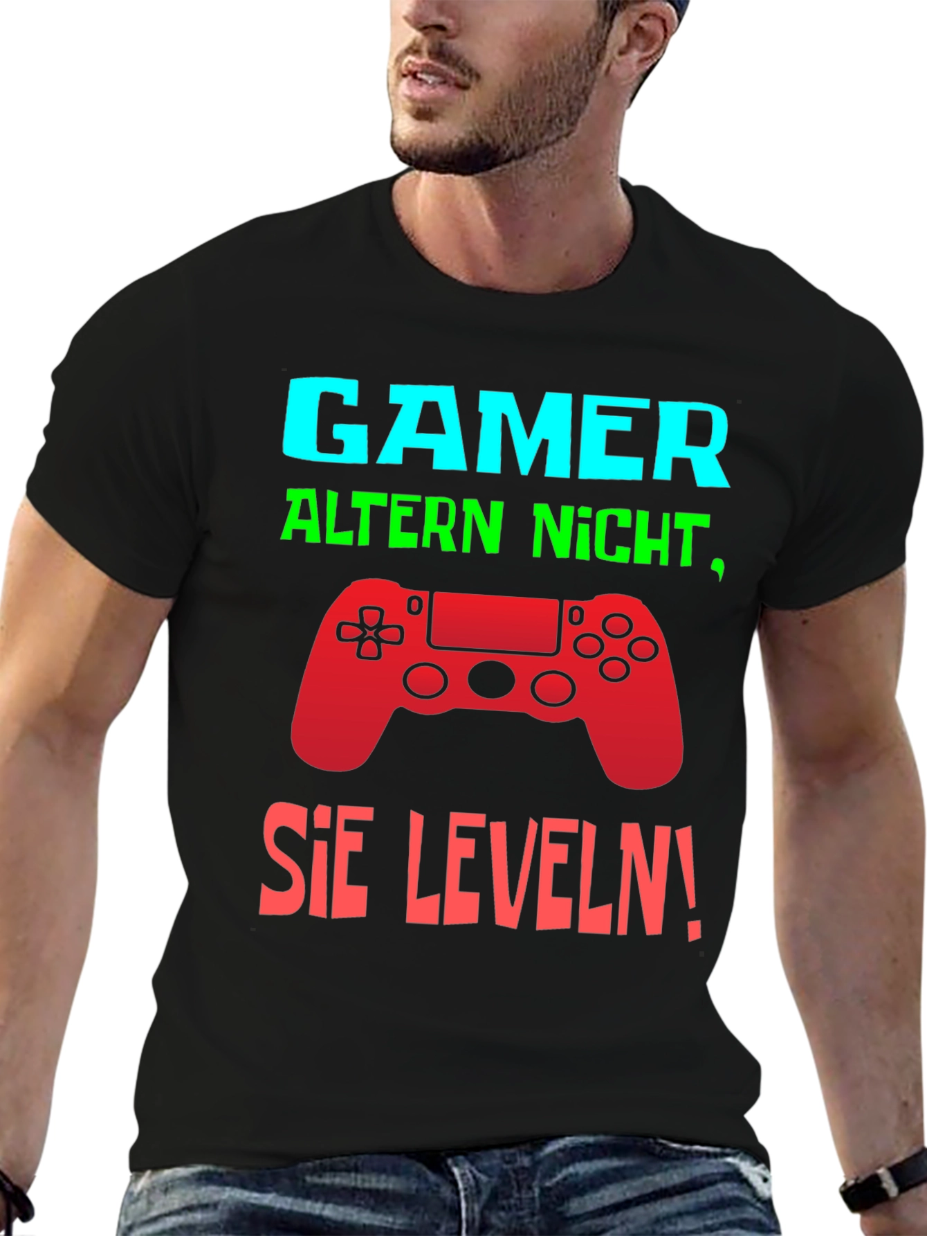 Gamer Level Up Graphic Tee - Black