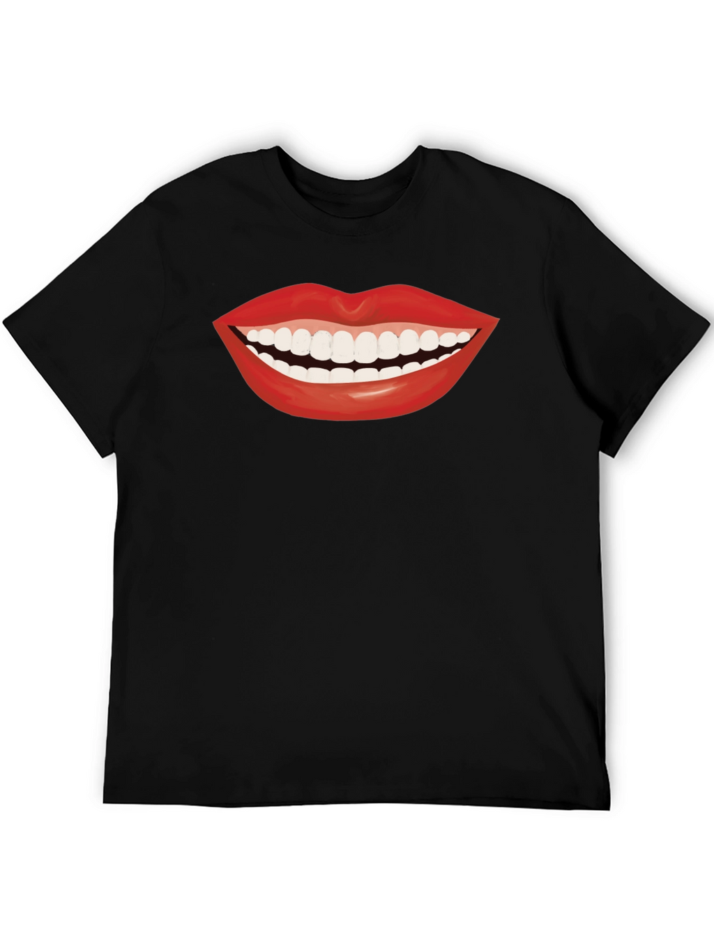 Smiling Lips Graphic T-Shirt - Casual Black Tee