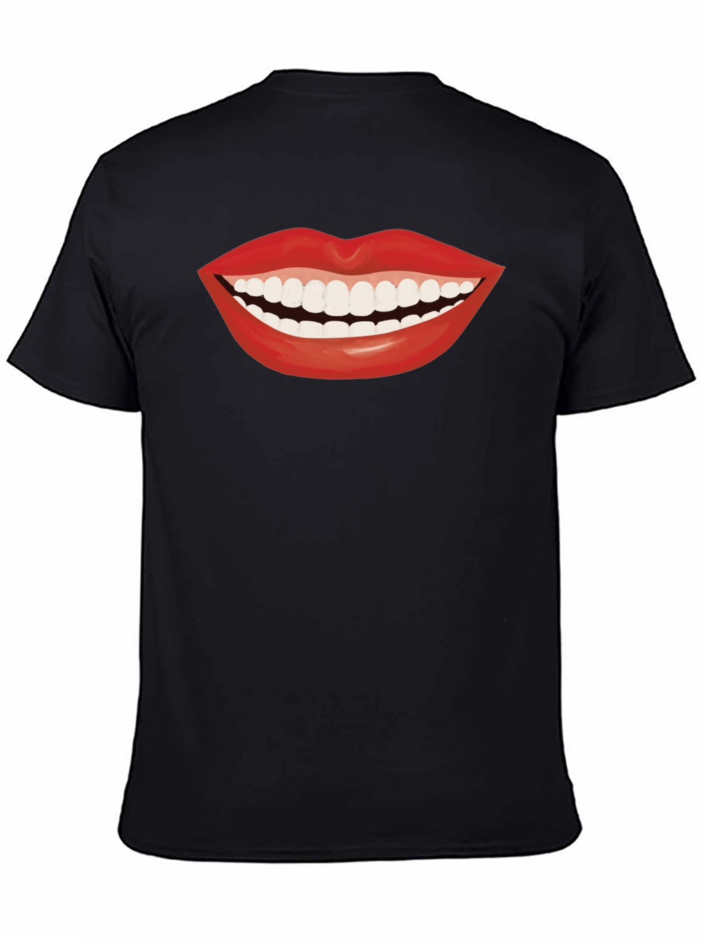 Smiling Lips Graphic T-Shirt - Casual Black Tee