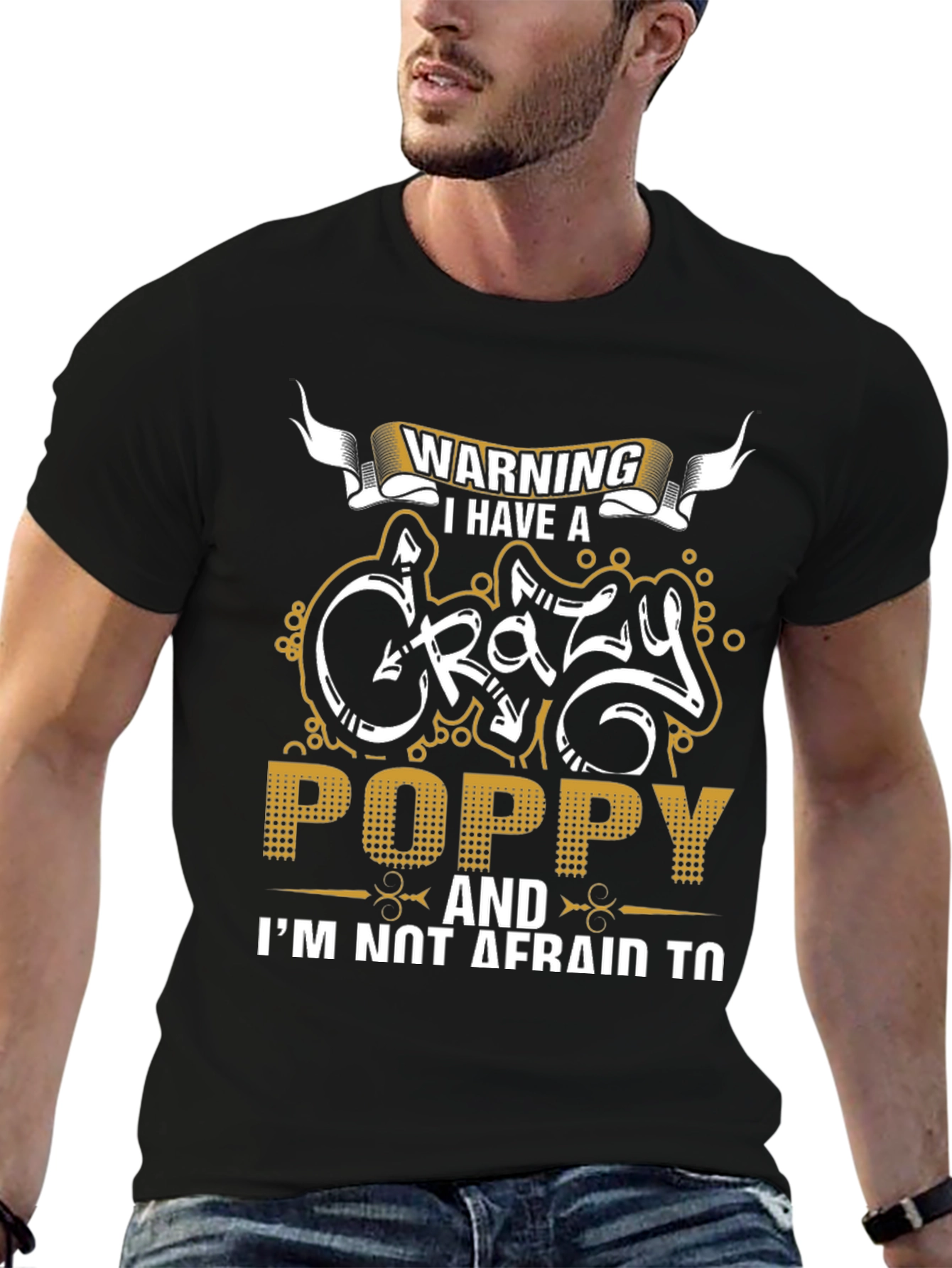 Warning Crazy Poppy Mens Black T-Shirt