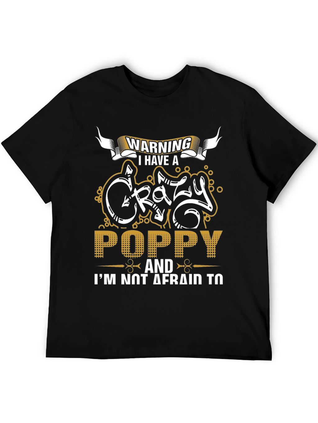 Warning Crazy Poppy Mens Black T-Shirt