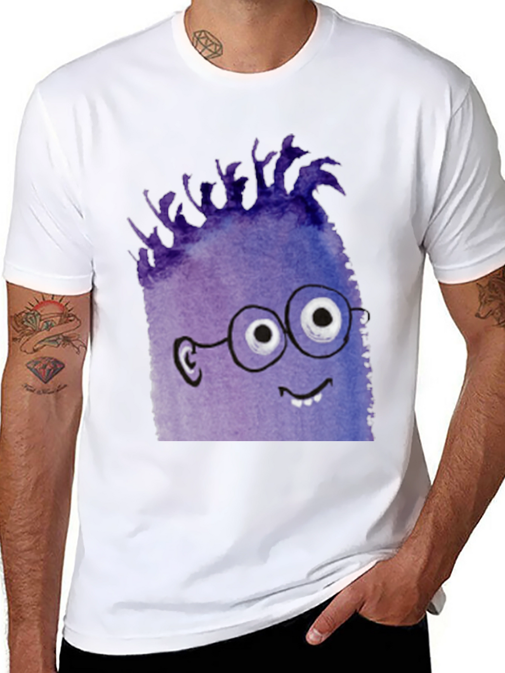 Monster Graphic Tee - Black Cotton Blend T-Shirt