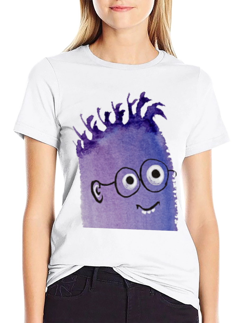 Monster Graphic Tee - Black Cotton Blend T-Shirt