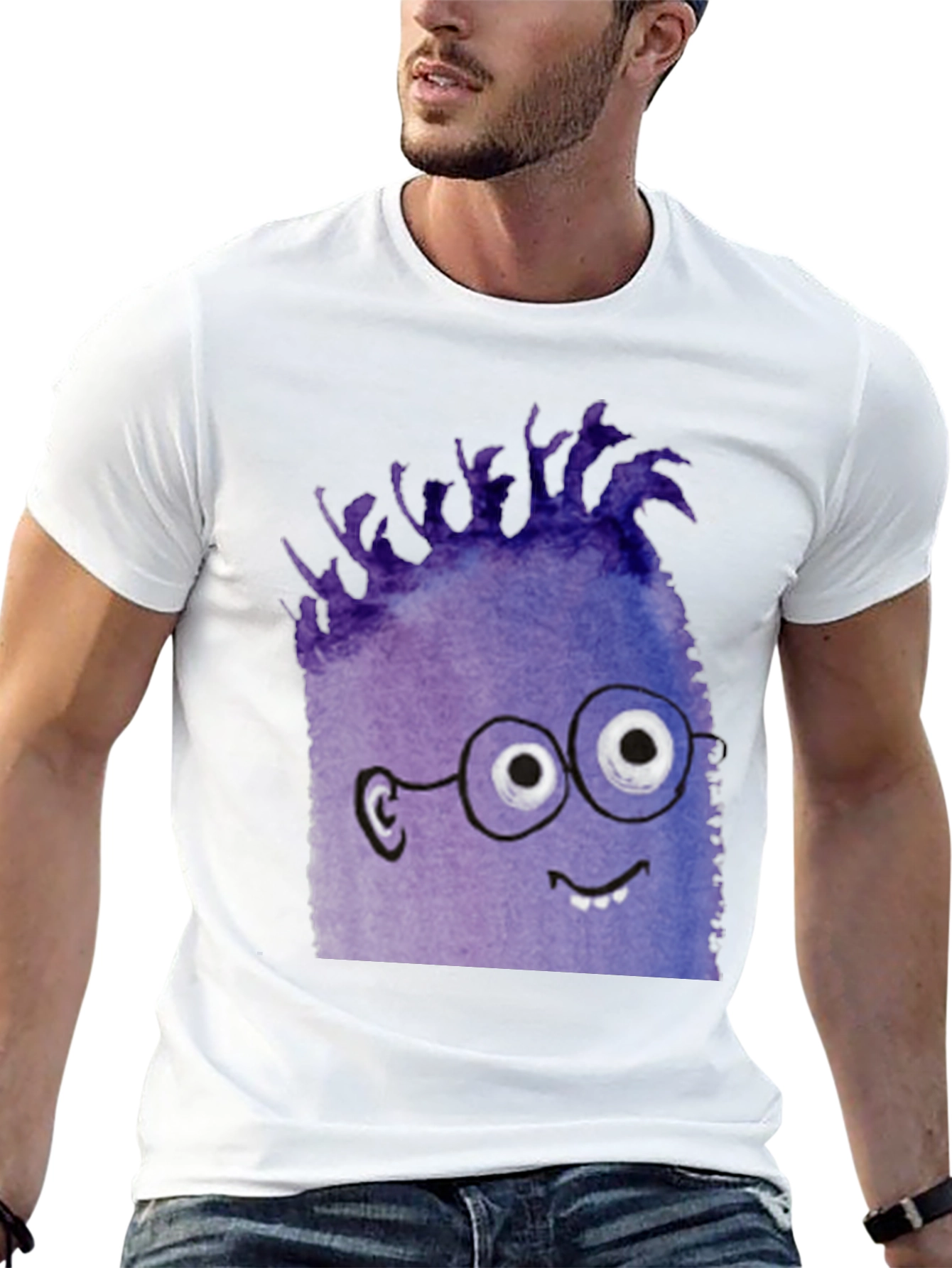 Monster Graphic Tee - Black Cotton Blend T-Shirt