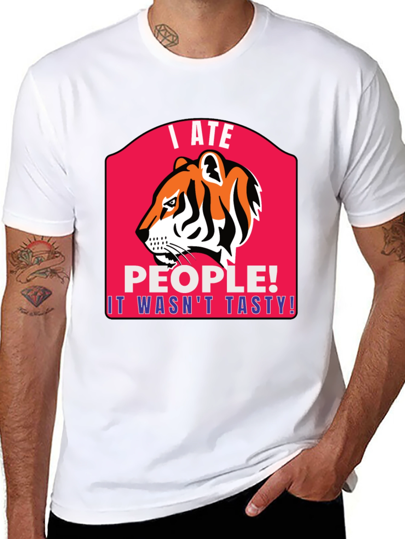 I Ate People Tiger Graphic T-Shirt - Funny Novelty Tee
