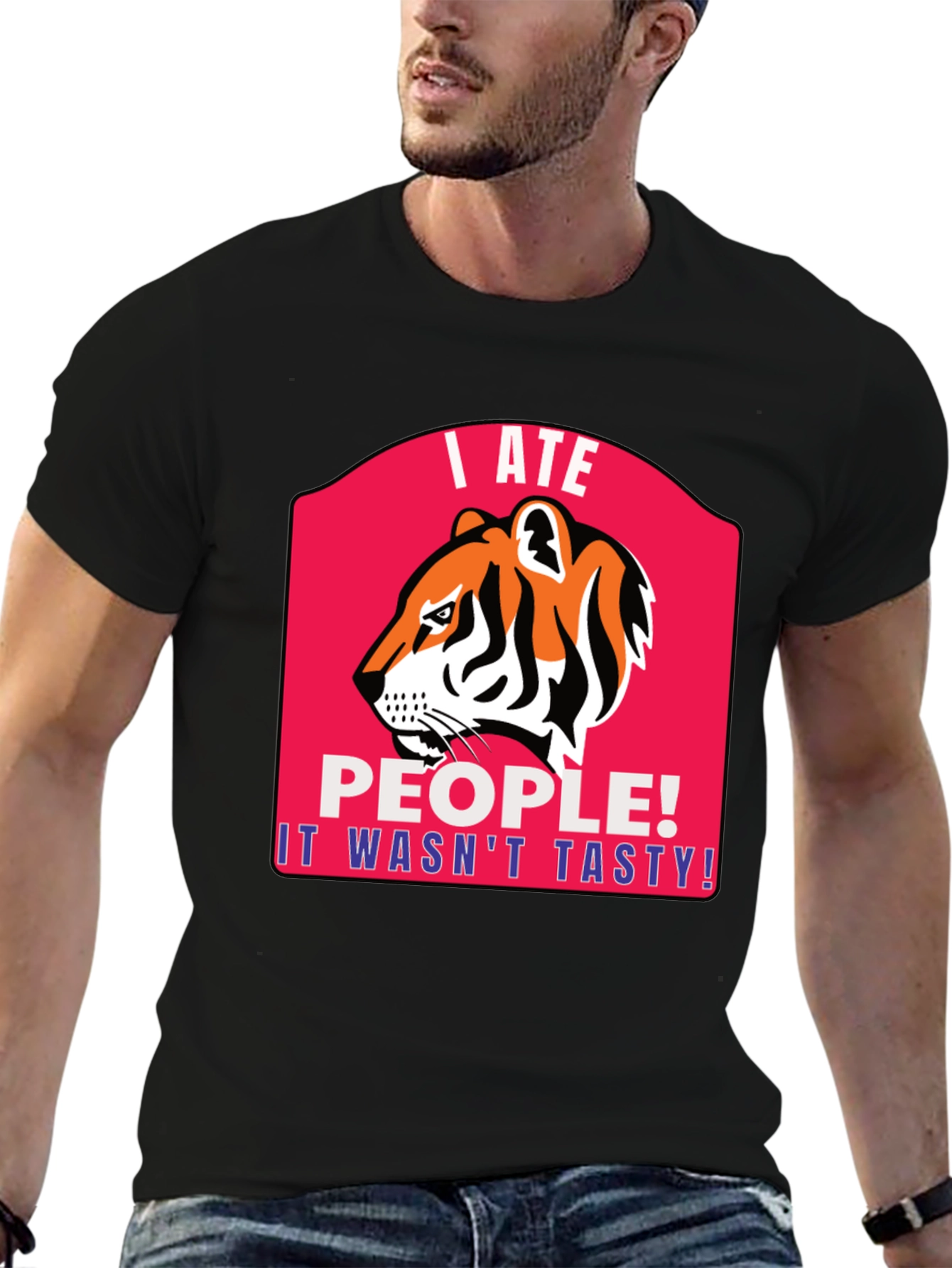 I Ate People Tiger Graphic T-Shirt - Funny Novelty Tee