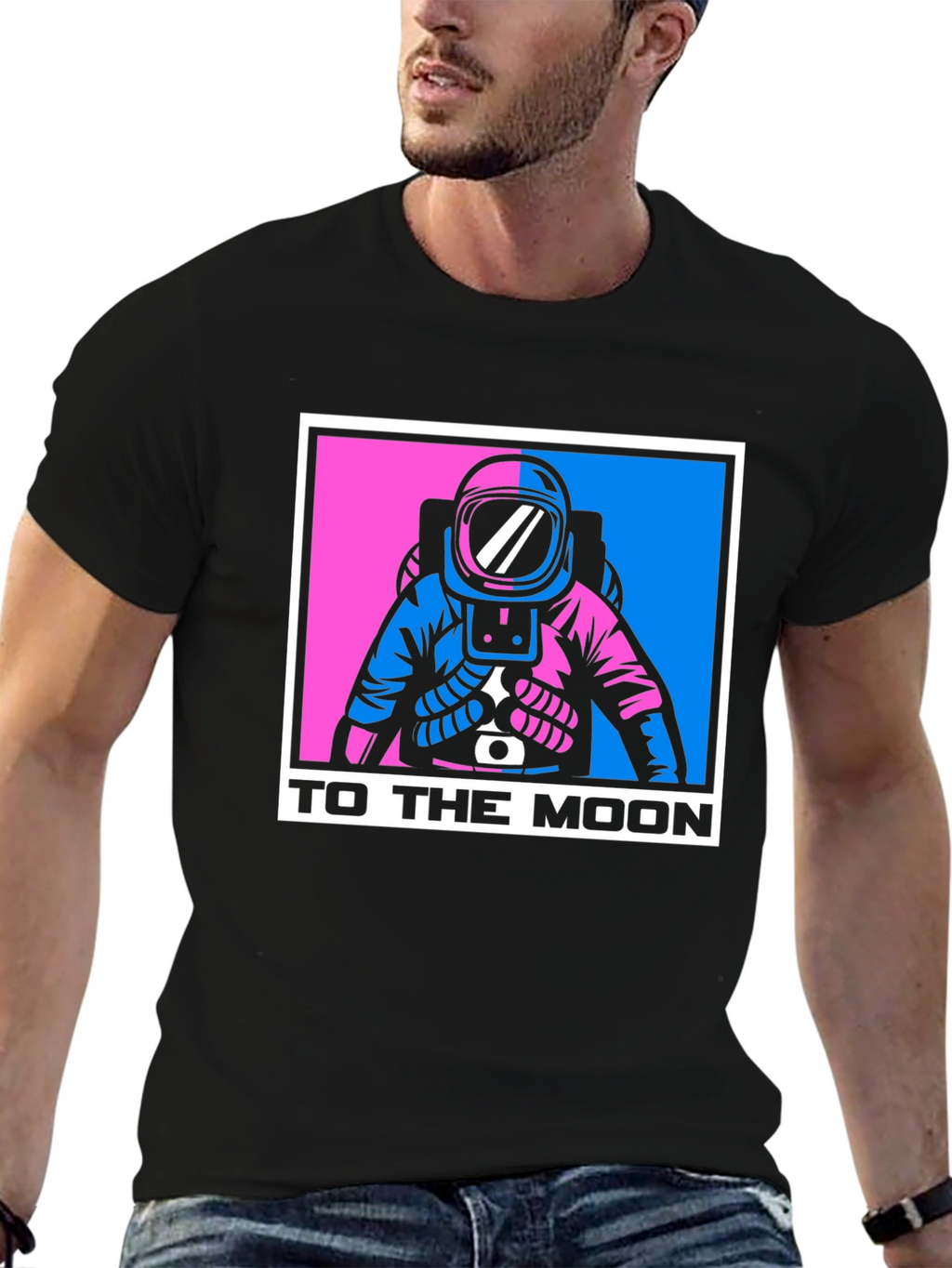 To The Moon Astronaut Graphic Tee - Black