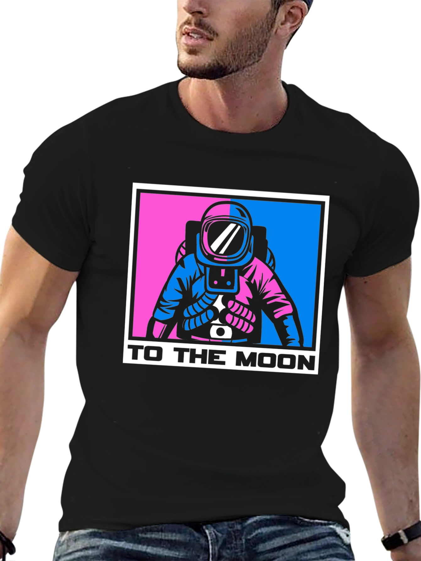 To The Moon Astronaut Graphic Tee - Black