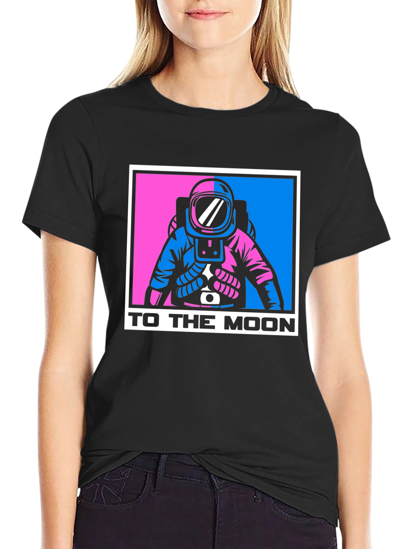To The Moon Astronaut Graphic Tee - Black