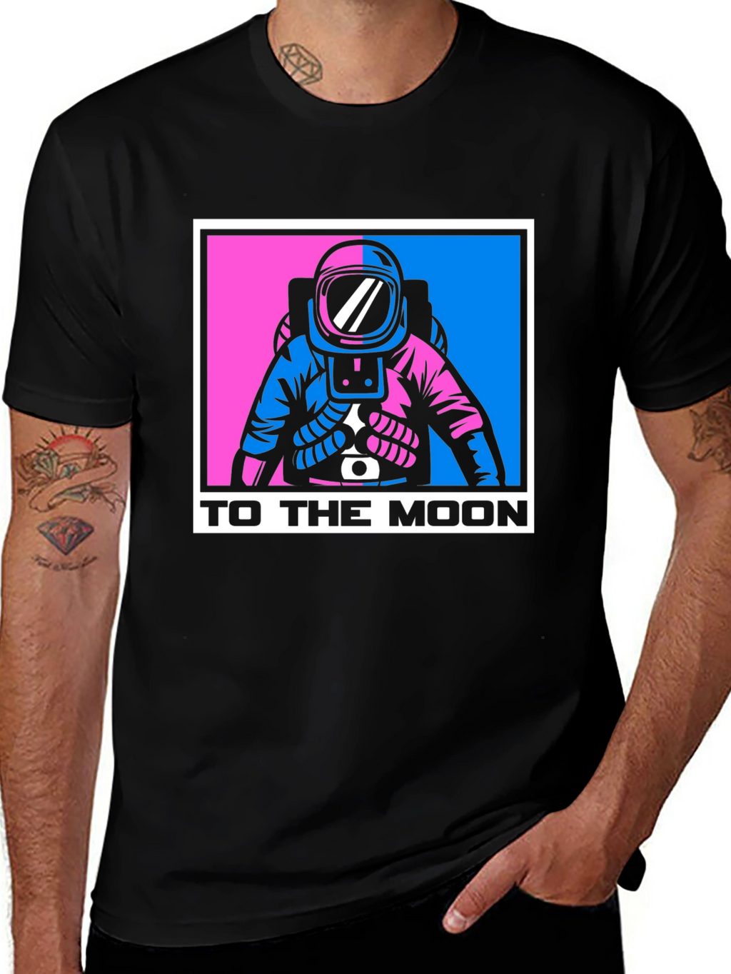 To The Moon Astronaut Graphic Tee - Black