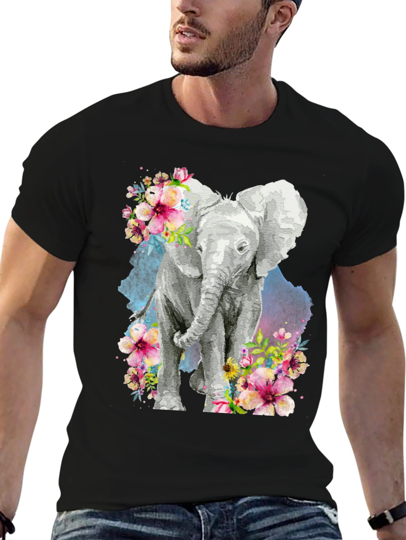 Elephant Floral Graphic Tee