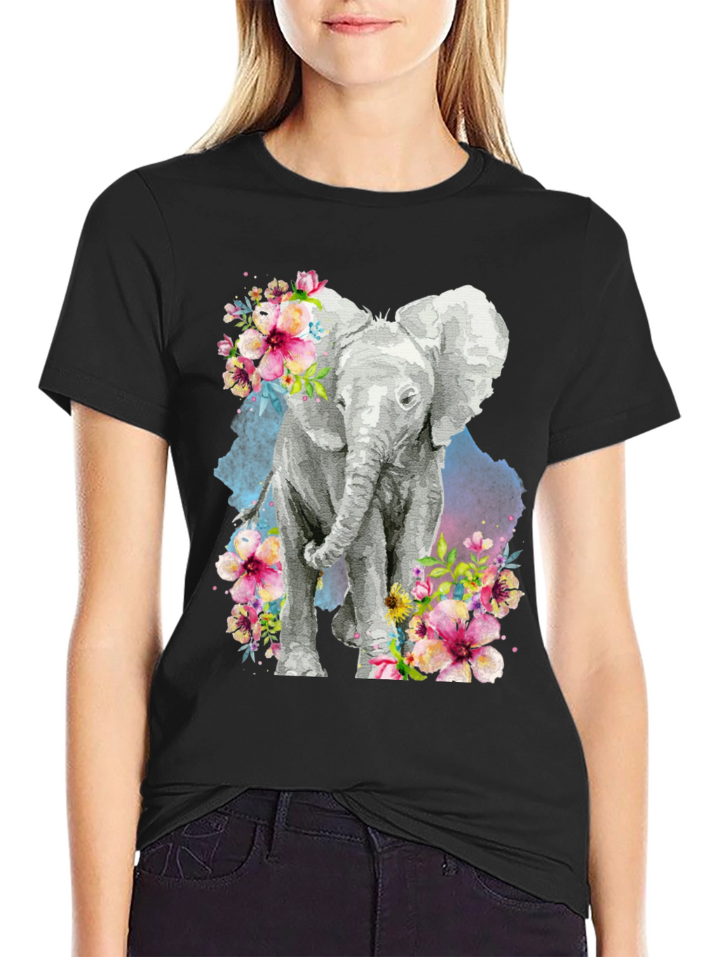 Elephant Floral Graphic Tee