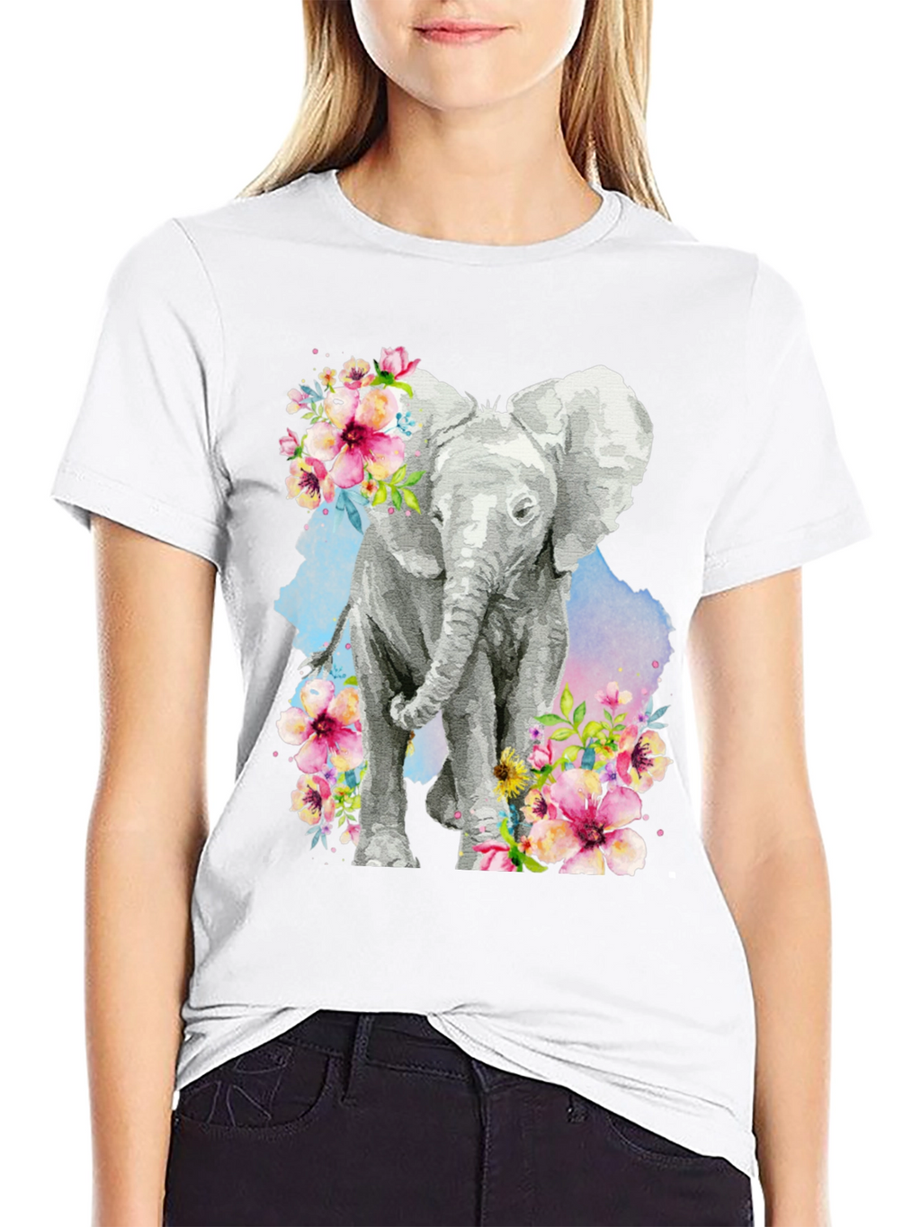 Elephant Floral Graphic Tee