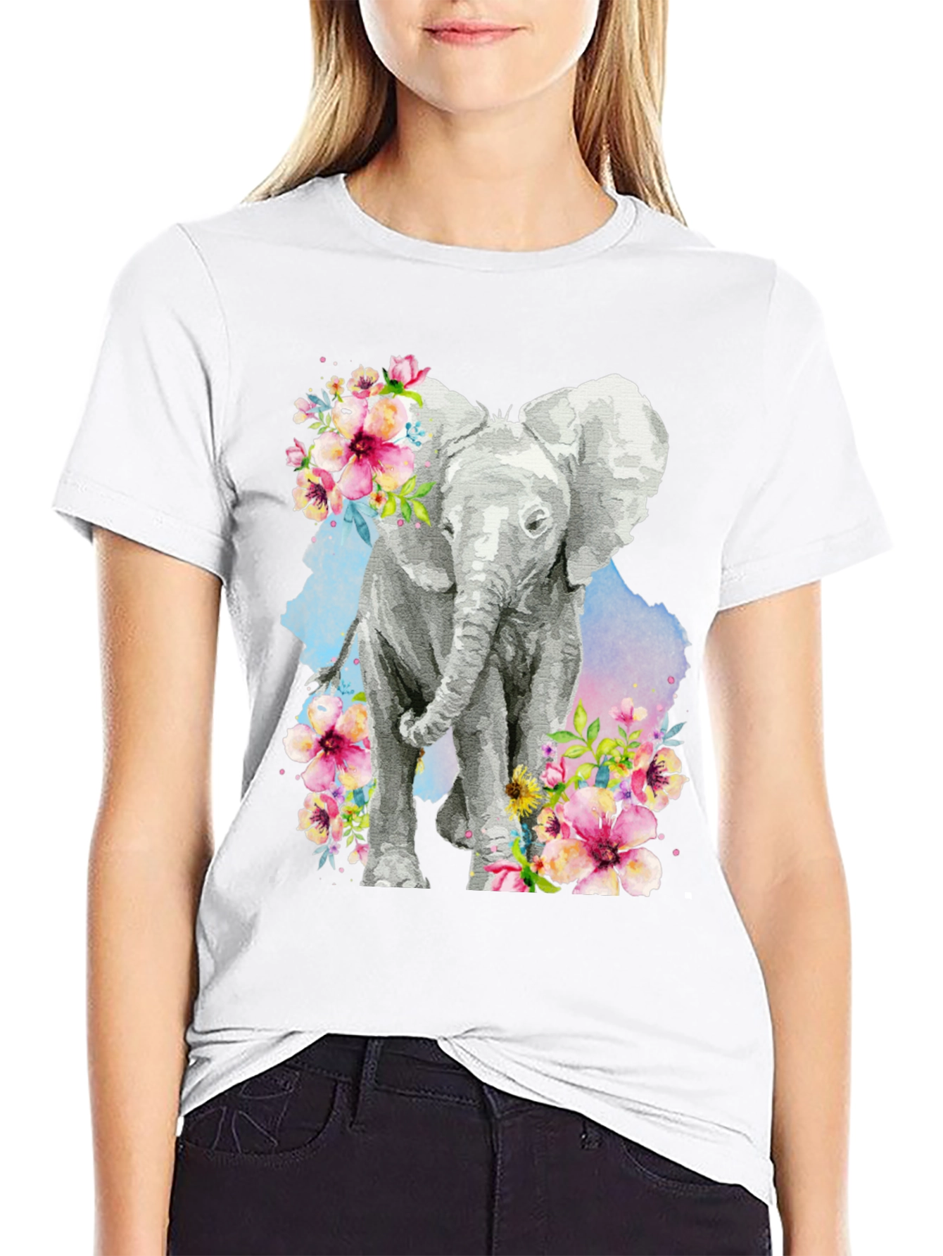 Elephant Floral Graphic Tee