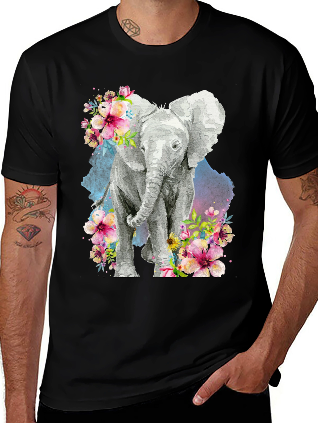 Elephant Floral Graphic Tee