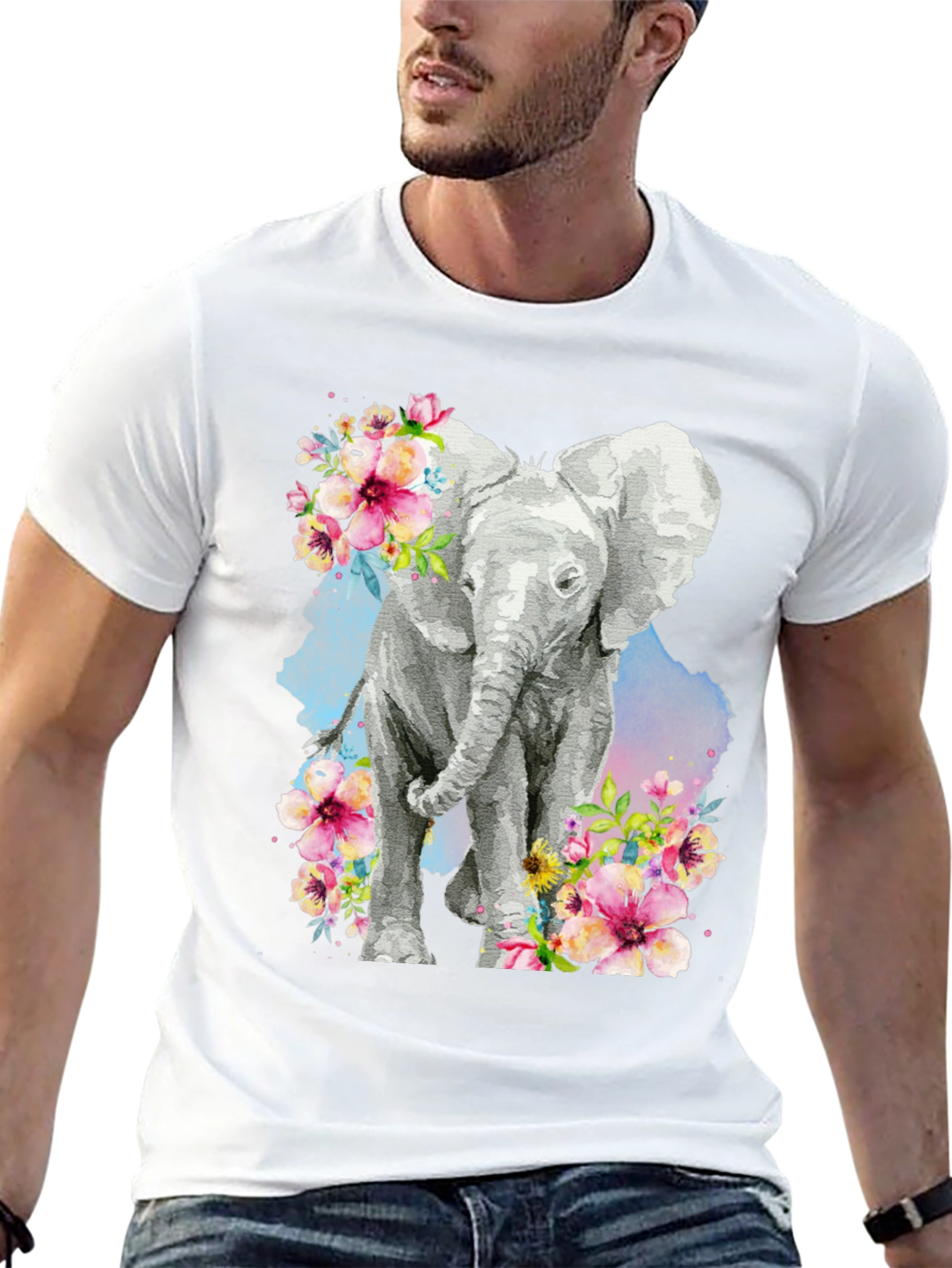 Elephant Floral Graphic Tee