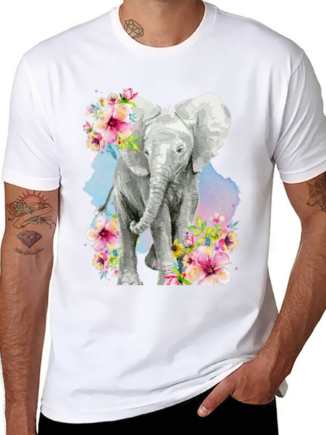 Elephant Floral Graphic Tee