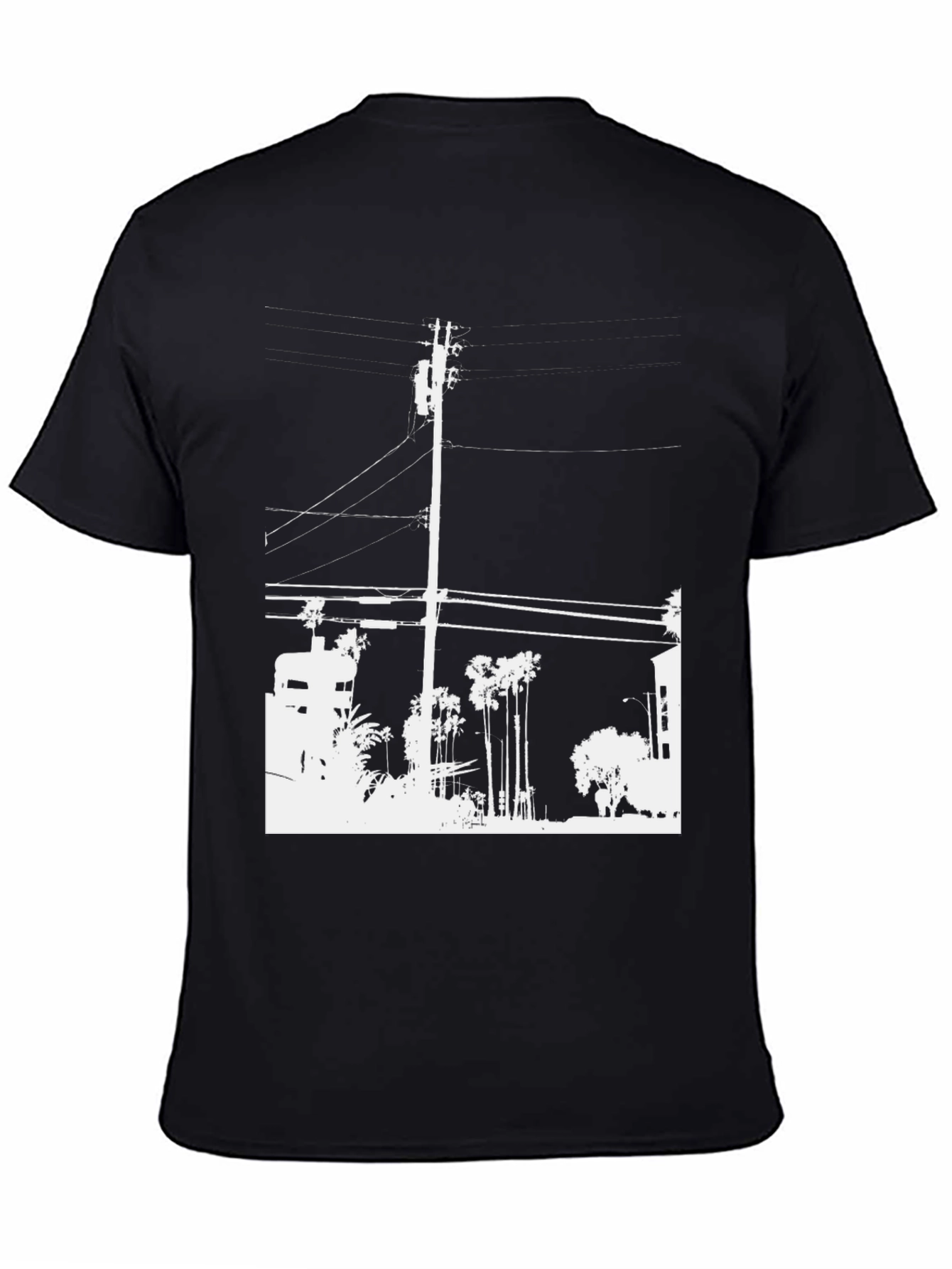 Black Graphic Tee - White Cityscape Design