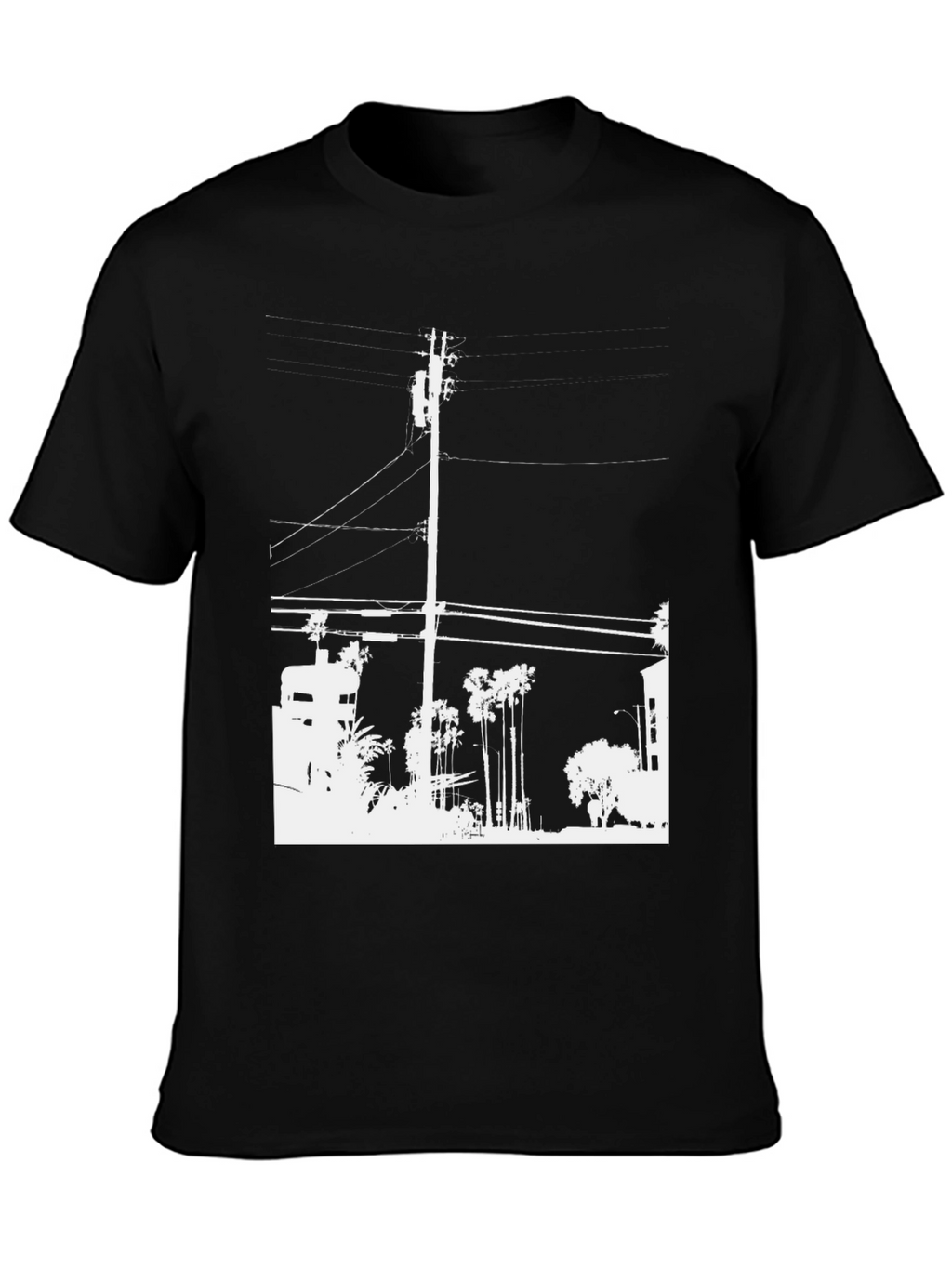 Black Graphic Tee - White Cityscape Design