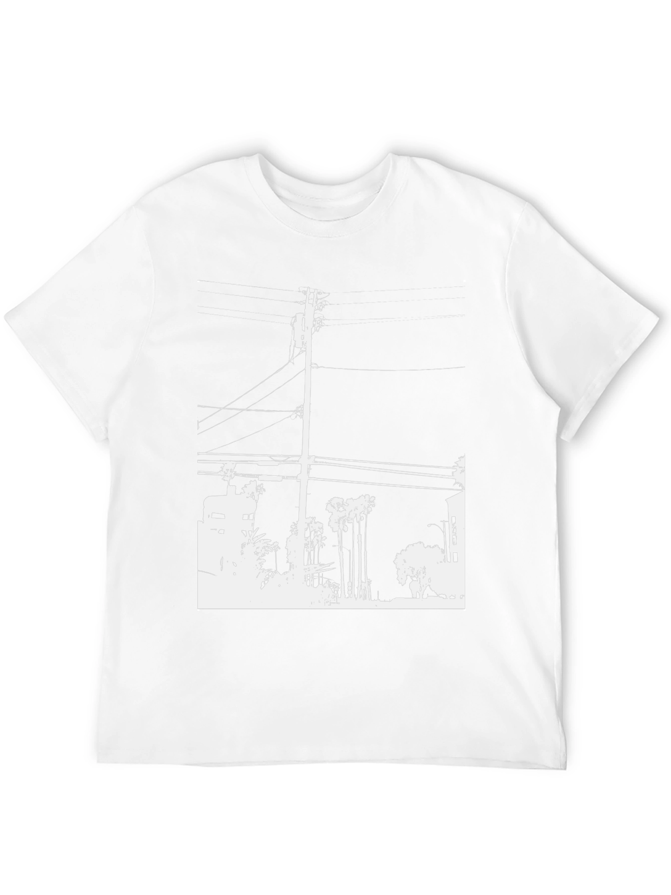 Black Graphic Tee - White Cityscape Design