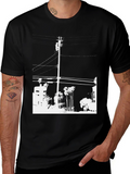 Black Graphic Tee - White Cityscape Design