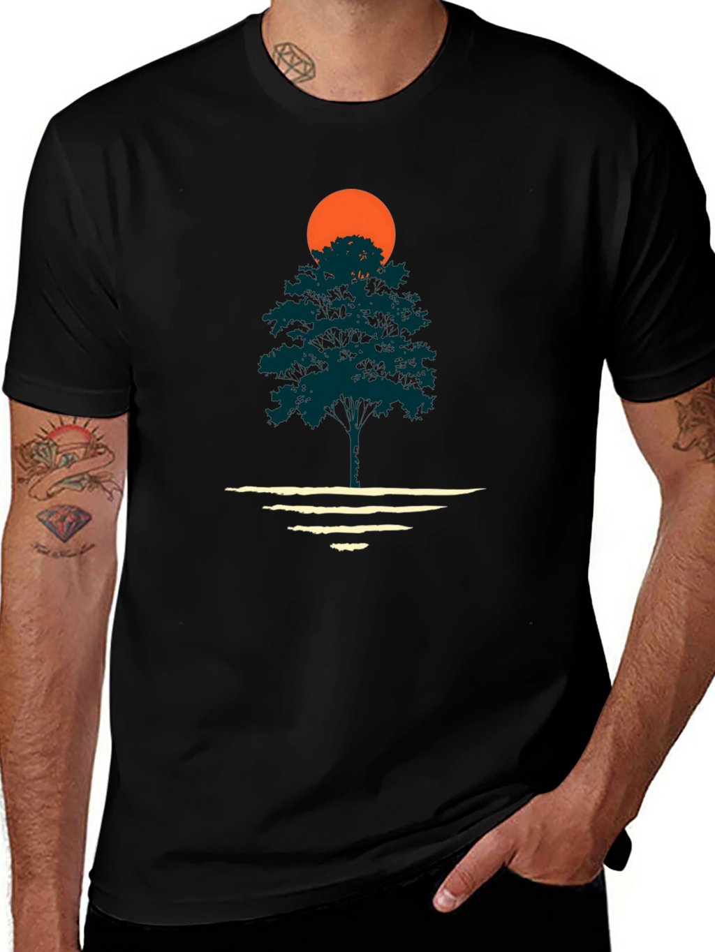 Nature Sunset Graphic Tee - Black