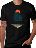 Nature Sunset Graphic Tee - Black
