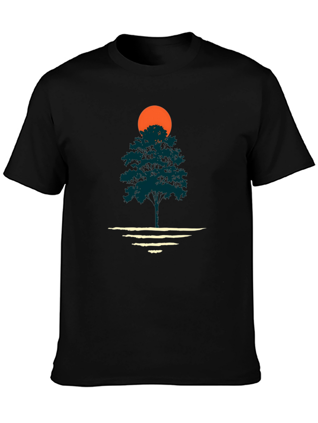 Nature Sunset Graphic Tee - Black
