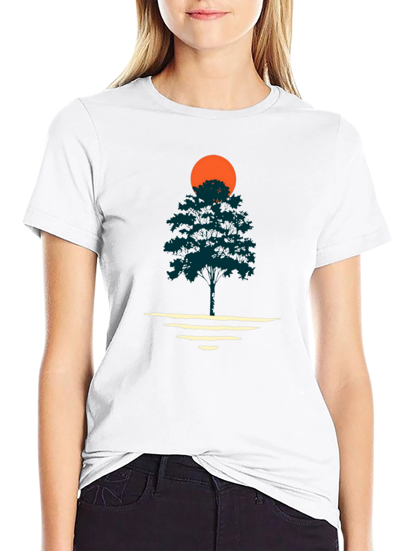 Nature Sunset Graphic Tee - Black