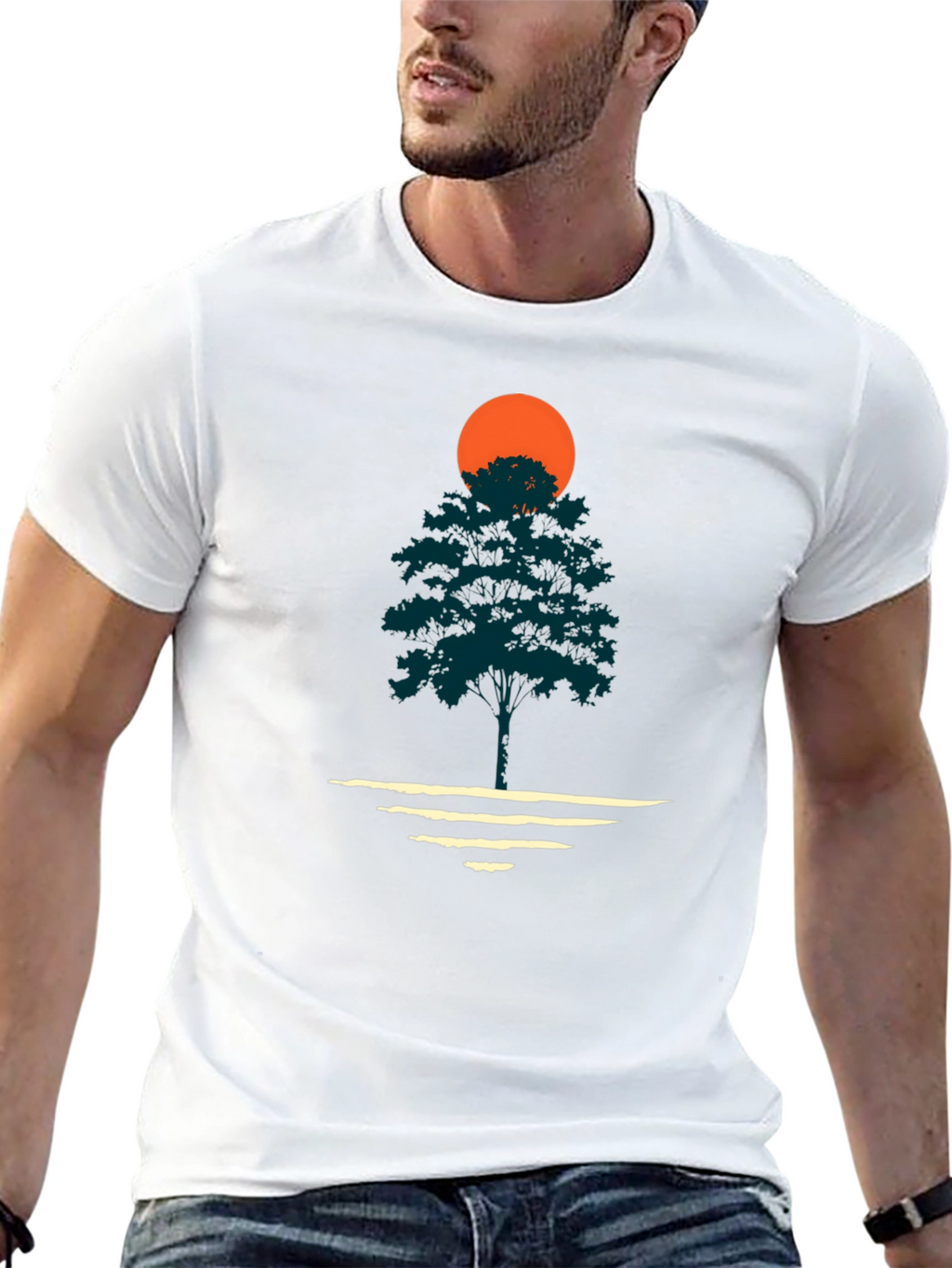Nature Sunset Graphic Tee - Black