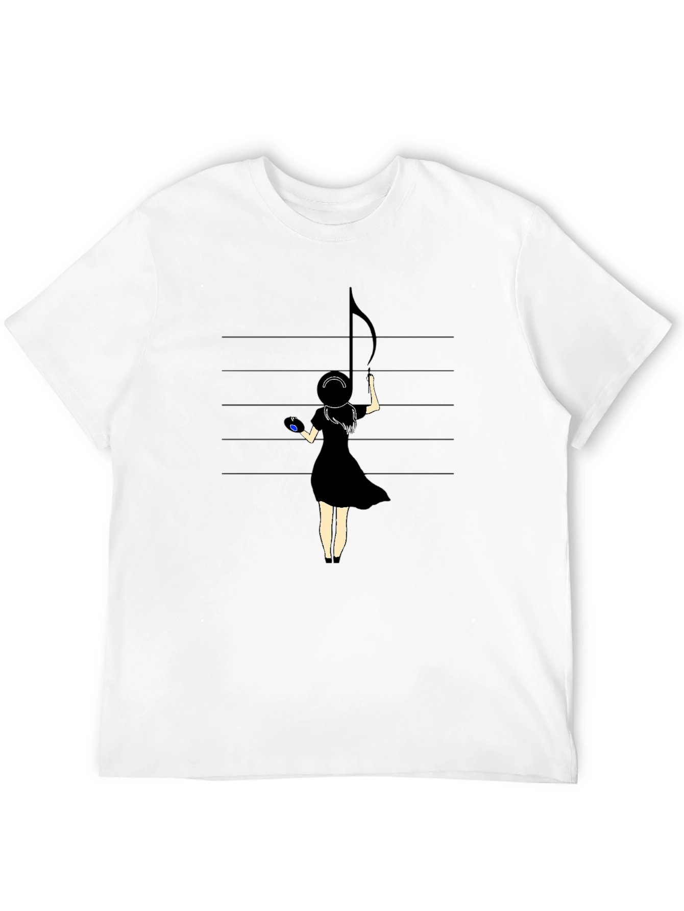 Music Note Girl Graphic Black T-Shirt