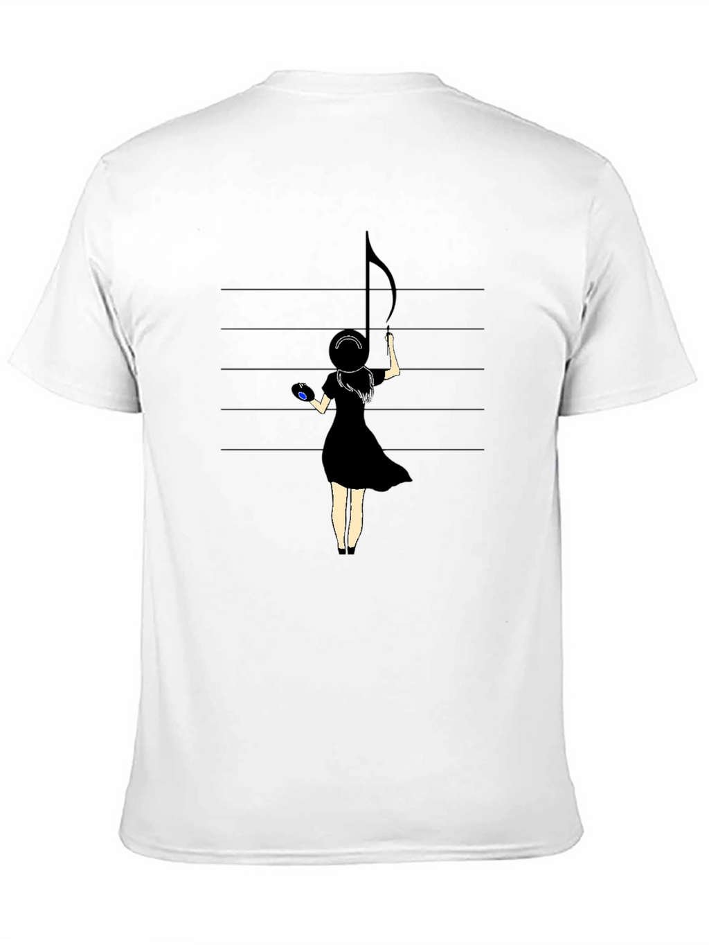Music Note Girl Graphic Black T-Shirt