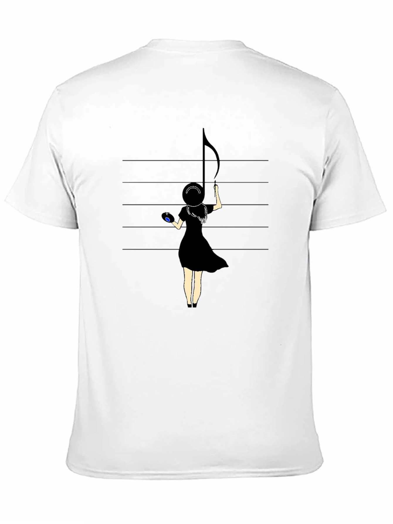 Music Note Girl Graphic Black T-Shirt