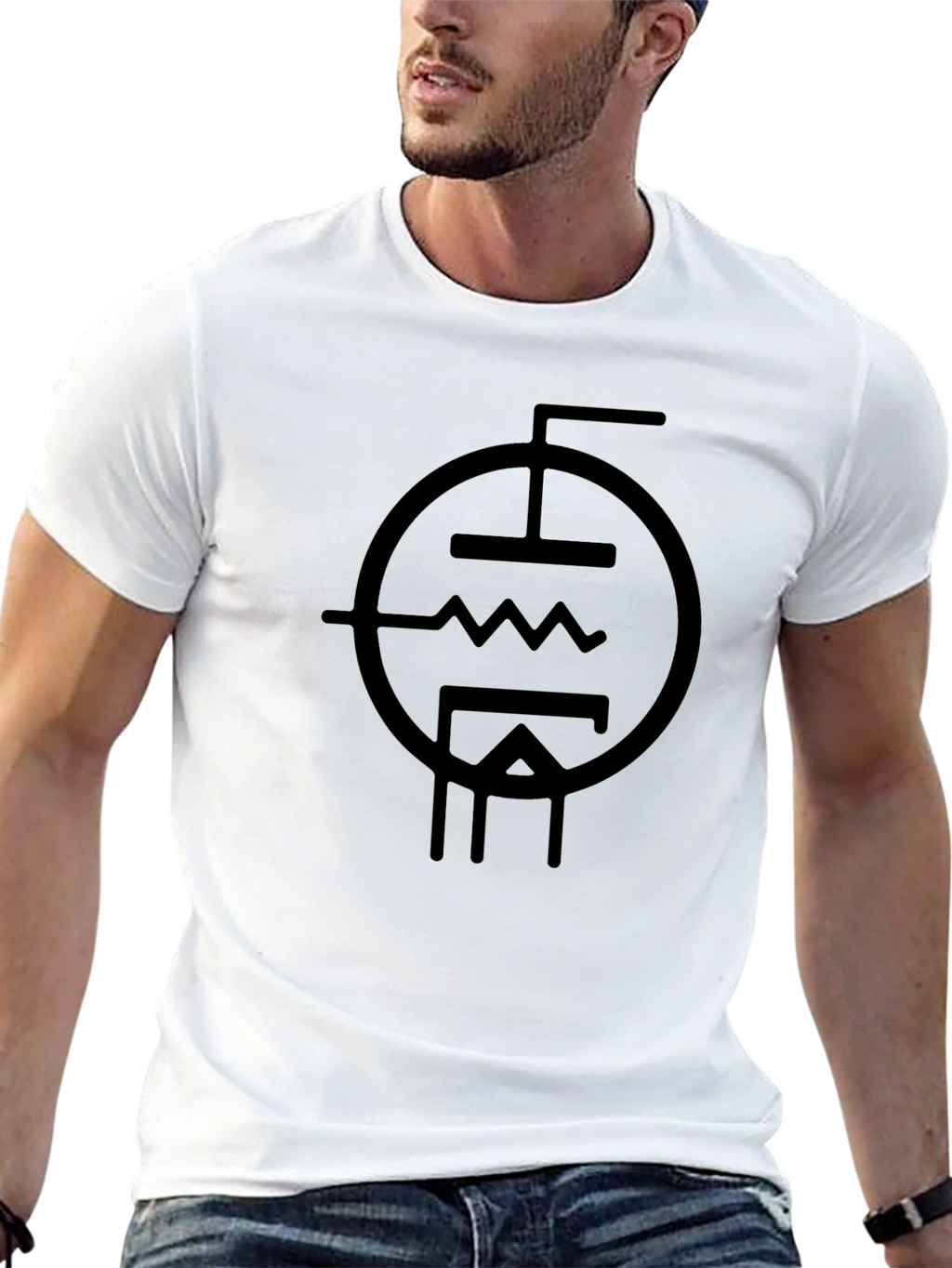 Black T-Shirt with Tube Schematic Graphic