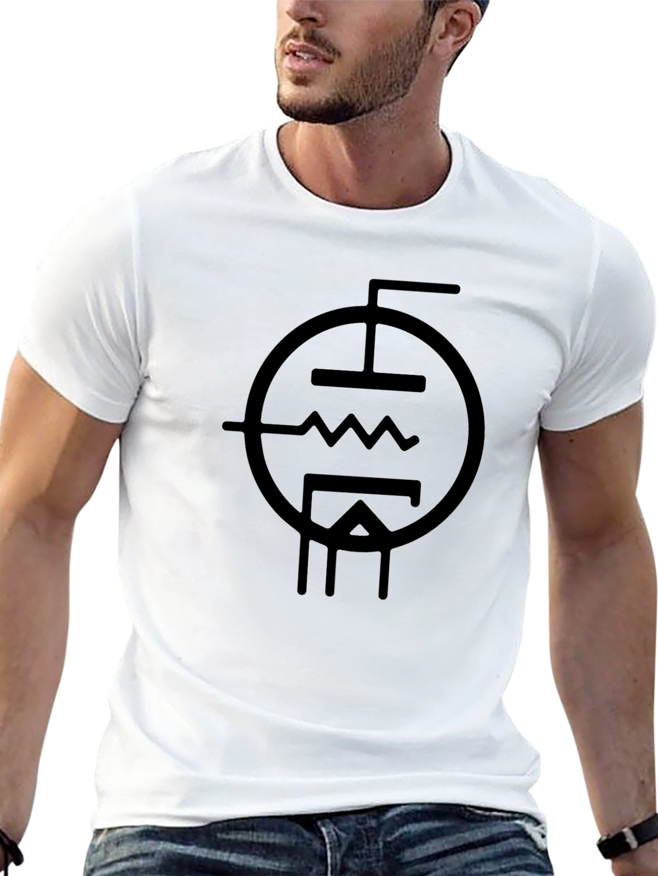 Black T-Shirt with Tube Schematic Graphic