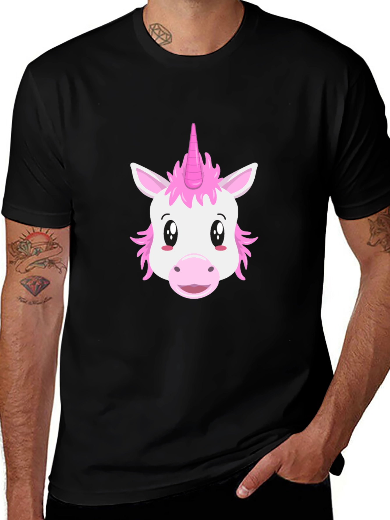 Unicorn Graphic Tee - Black Casual T-Shirt