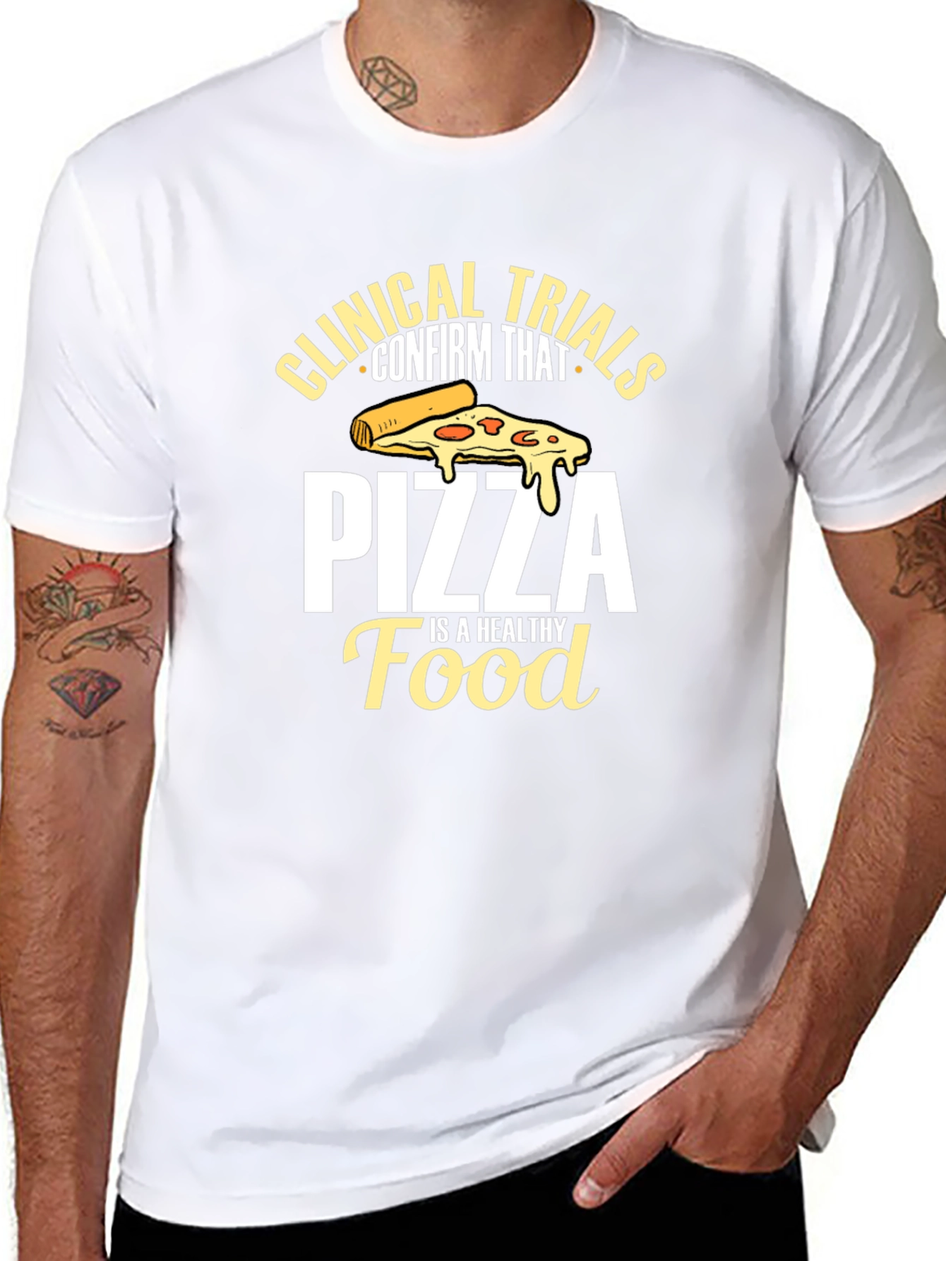 Pizza Is Healthy Food Black T-Shirt