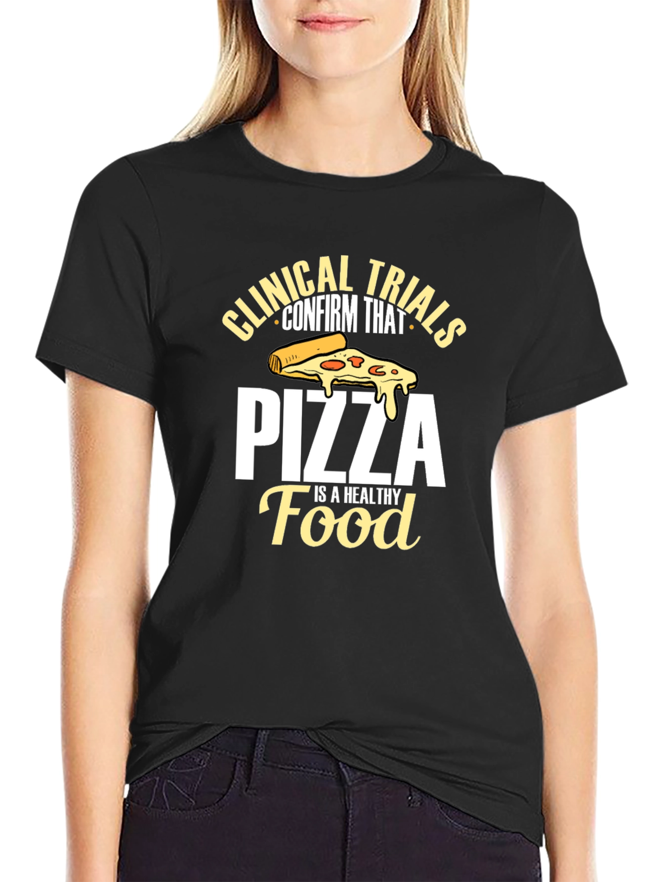 Pizza Is Healthy Food Black T-Shirt