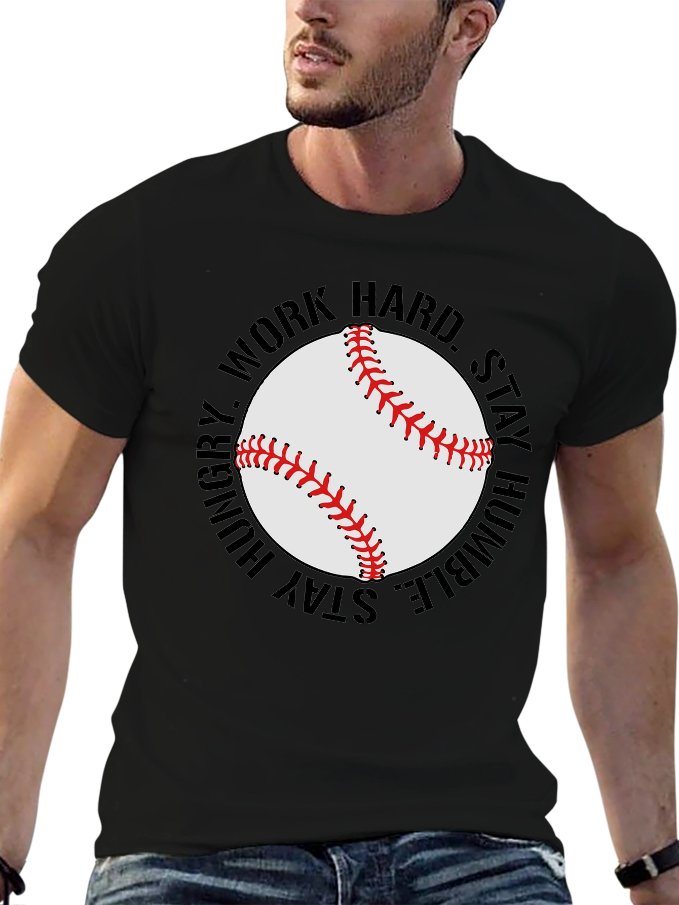 Baseball Graphic T-Shirt - Work Hard Stay Humble