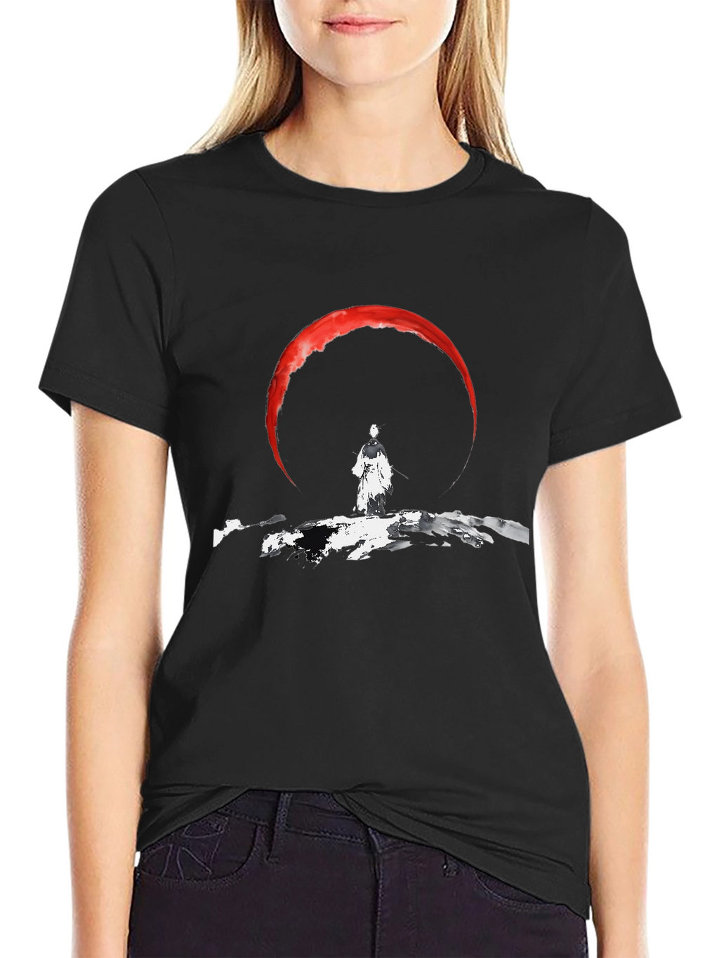 Samurai Moon Mens Graphic T-Shirt