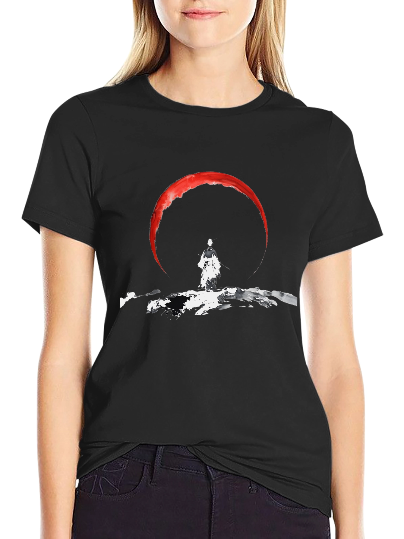 Samurai Moon Mens Graphic T-Shirt