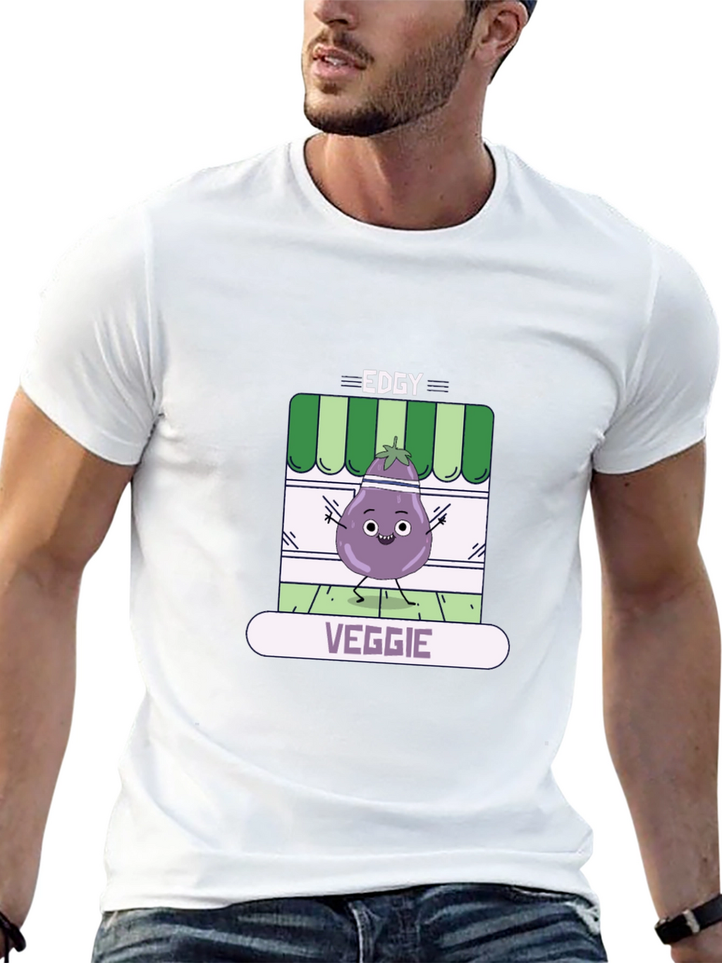 Edgy Veggie T-Shirt - Funny Eggplant Design
