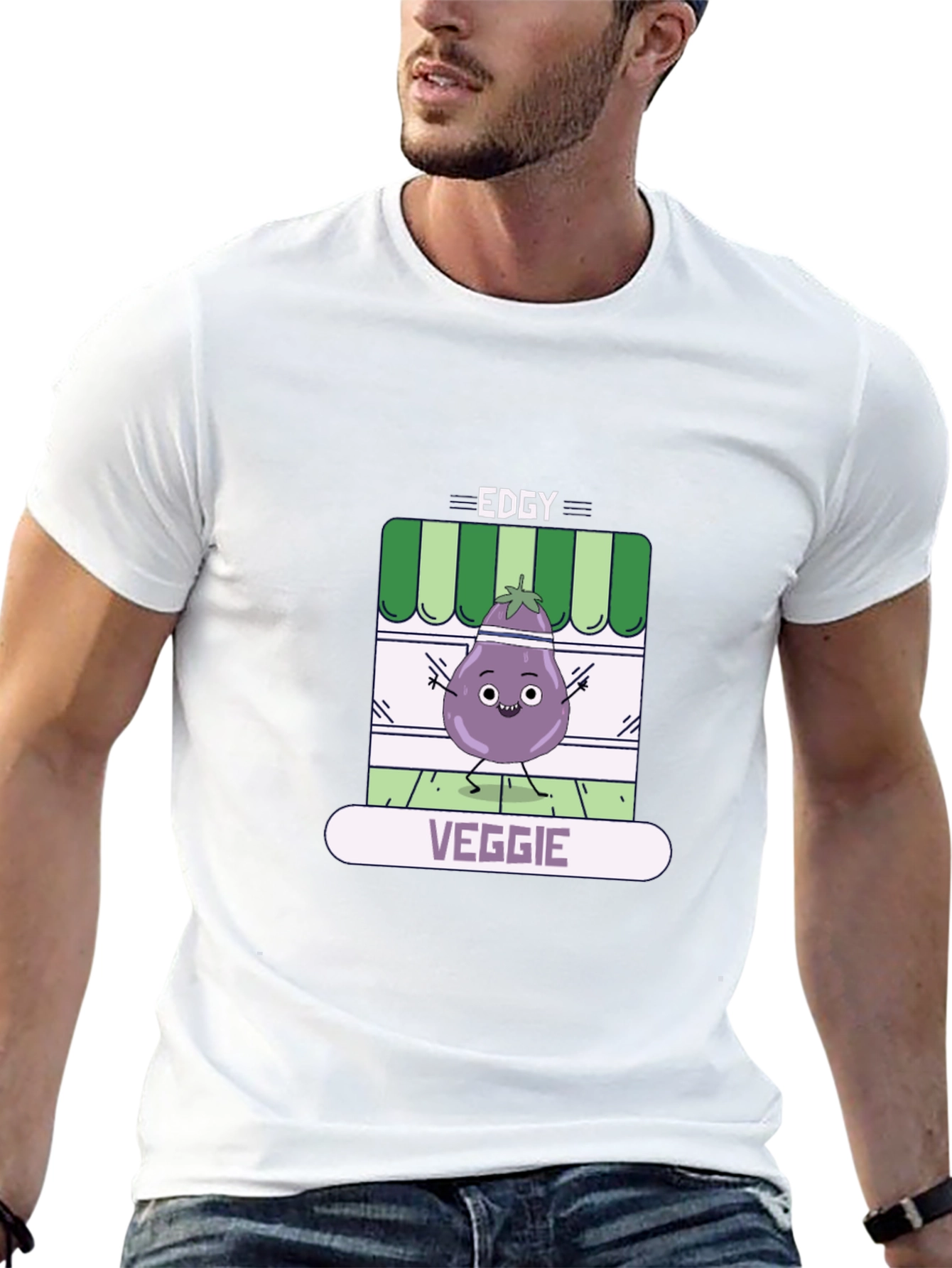 Edgy Veggie T-Shirt - Funny Eggplant Design