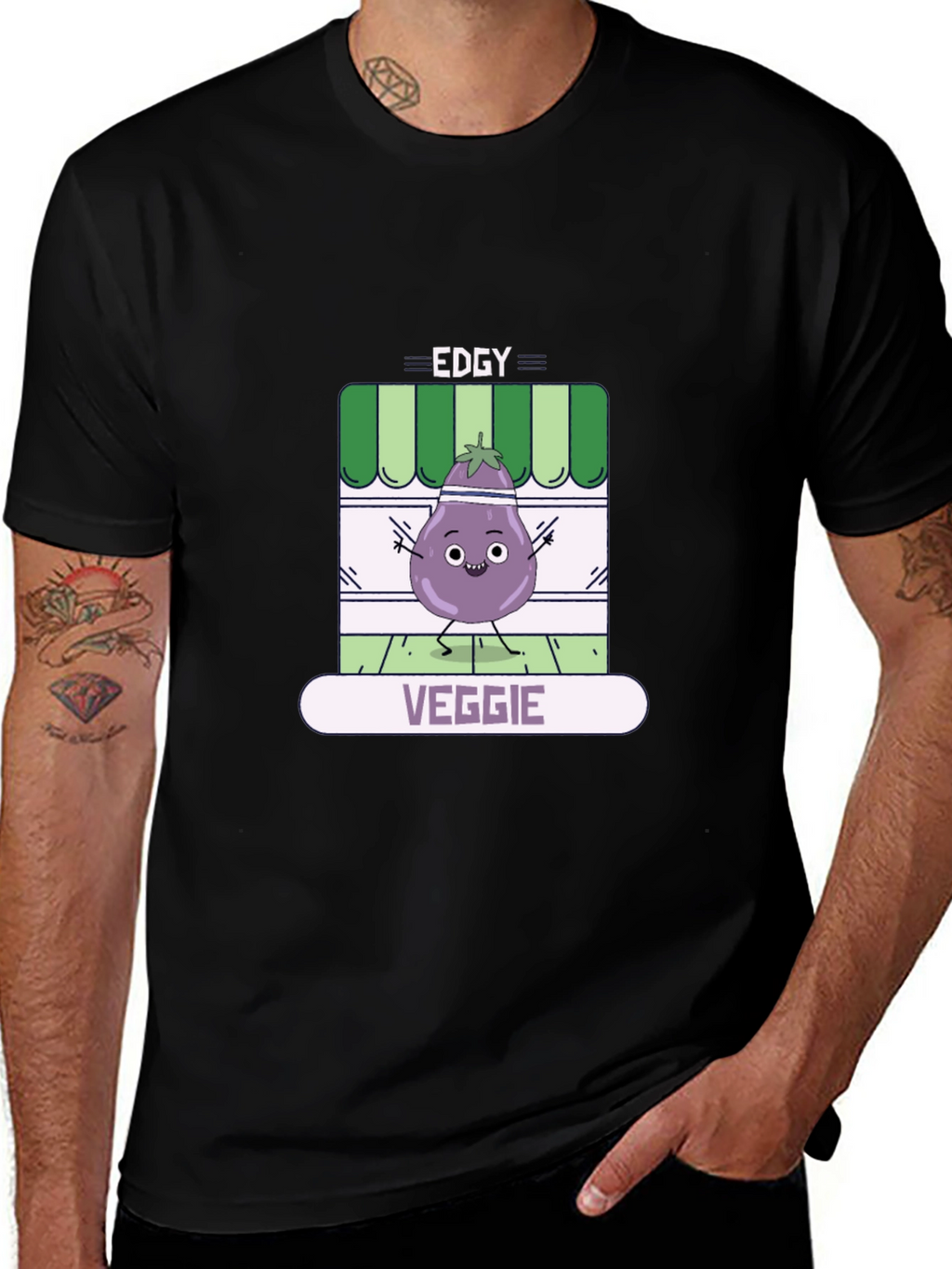 Edgy Veggie T-Shirt - Funny Eggplant Design