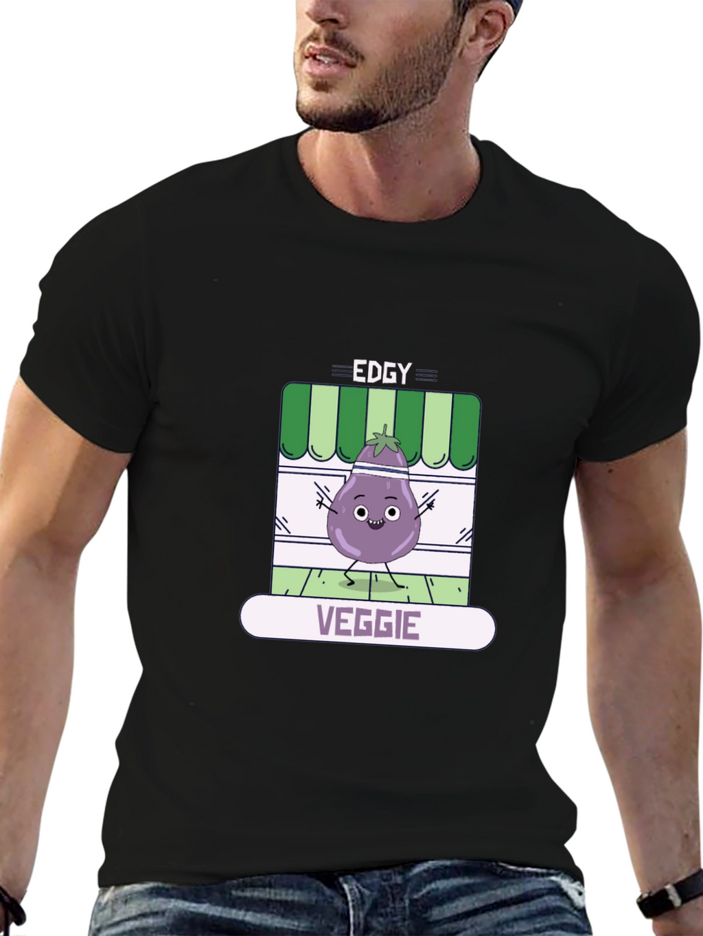 Edgy Veggie T-Shirt - Funny Eggplant Design